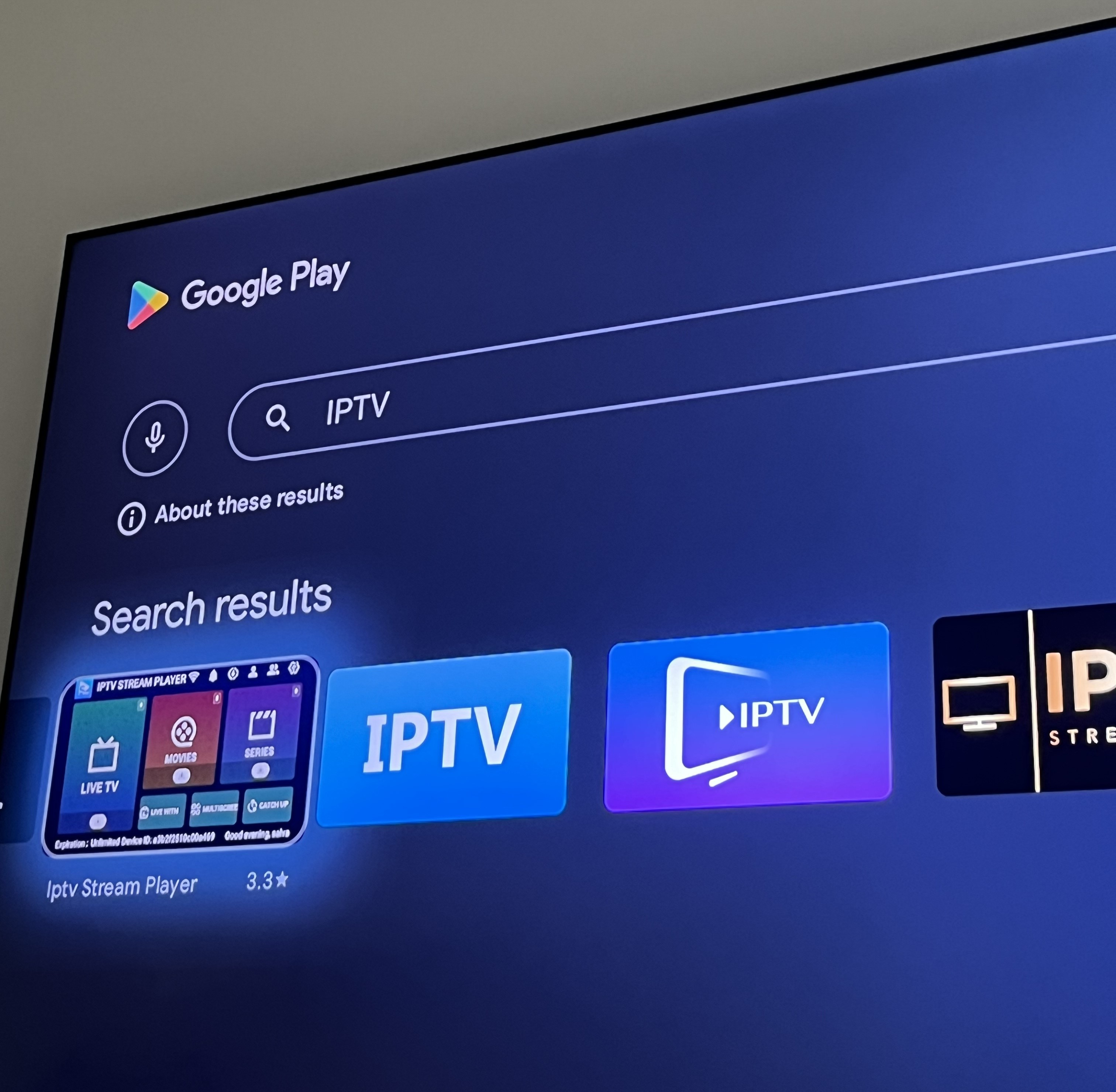 IPTV apps in search results