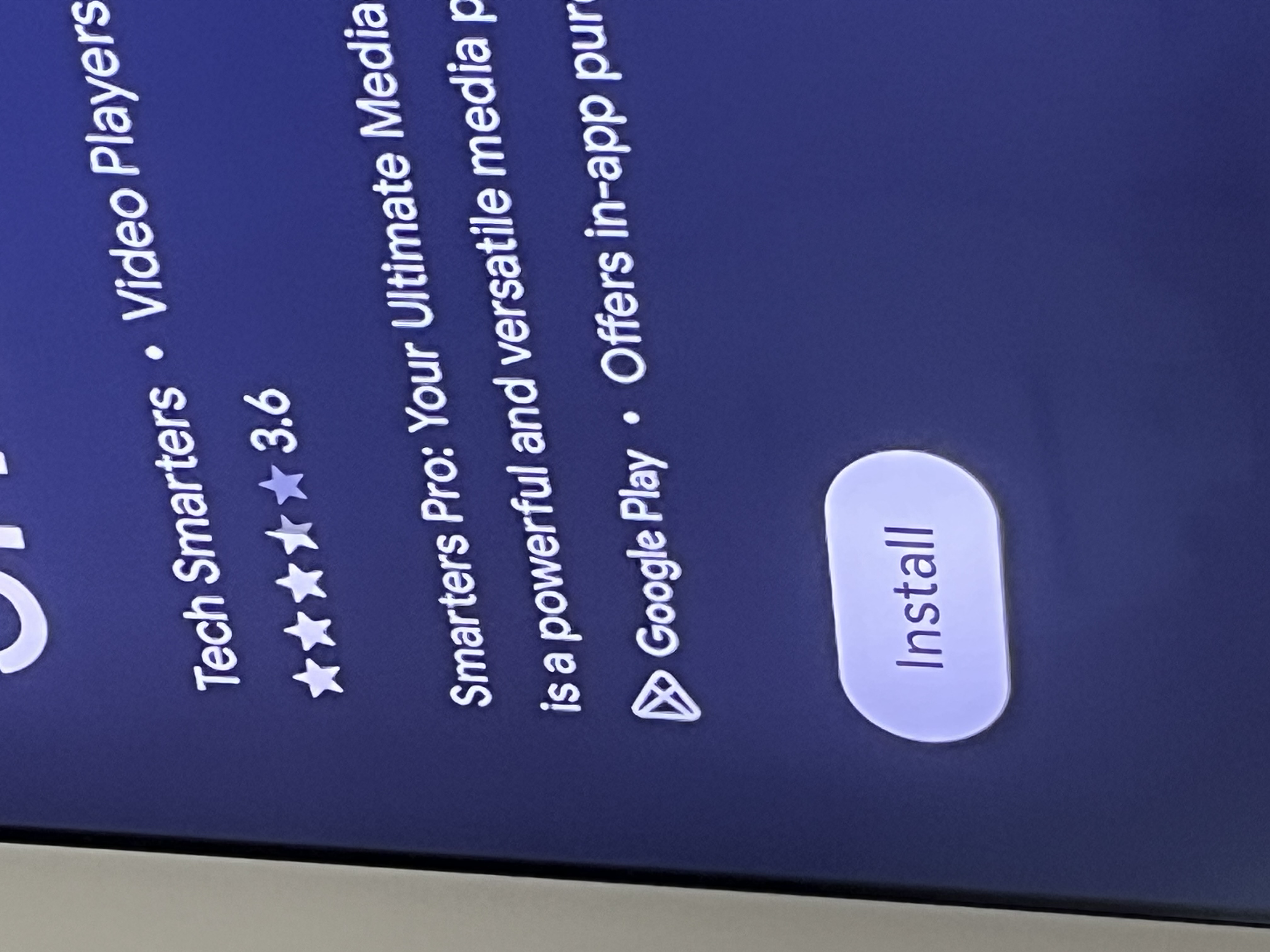 Install button for IPTV app