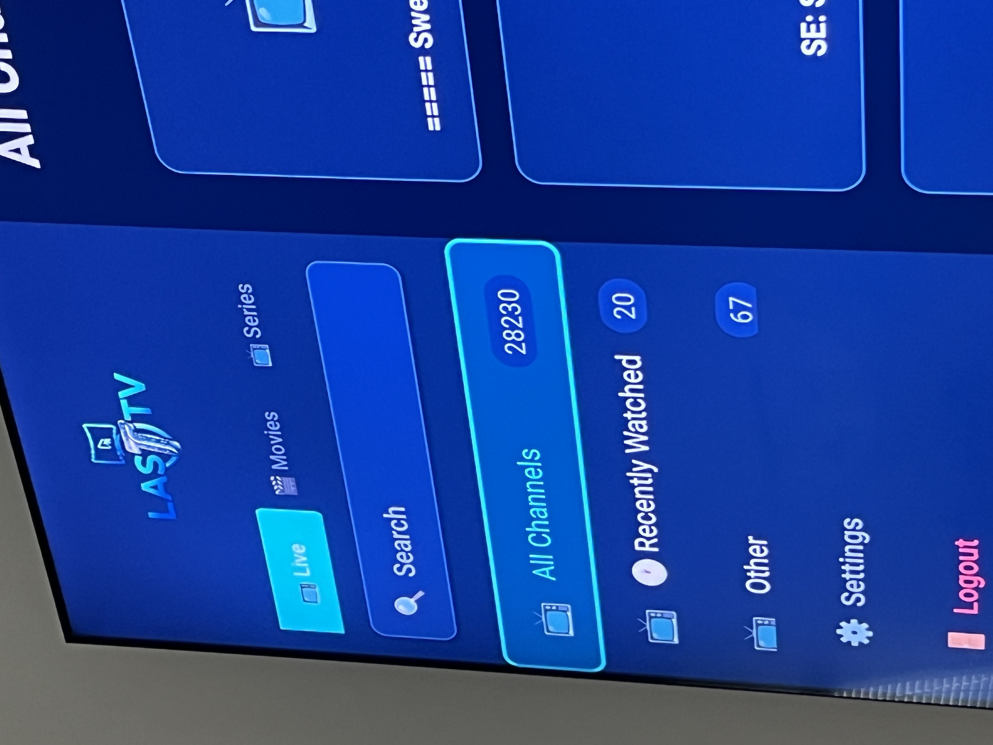 Categories list after login